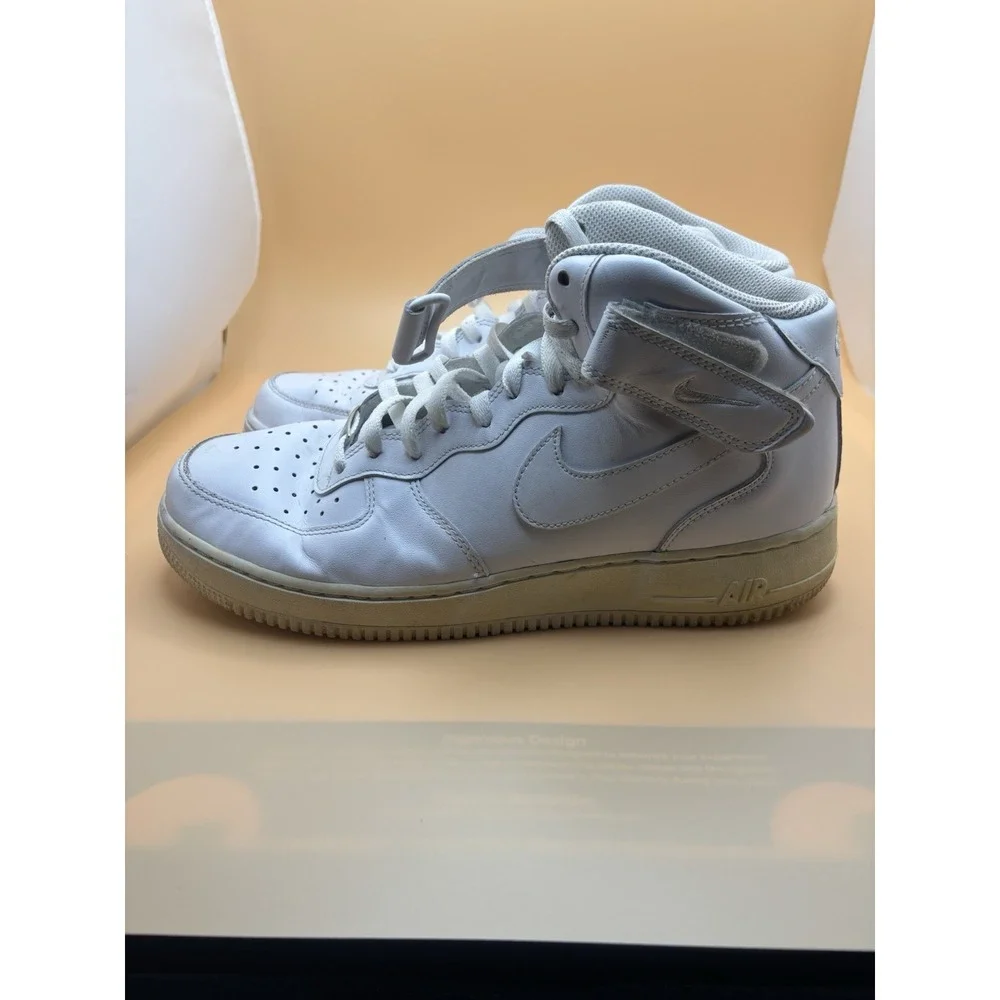 Nike Air Force 1 Mid 07 Mens White Leather Sneakers 315123-111 Mid-Top Shoes